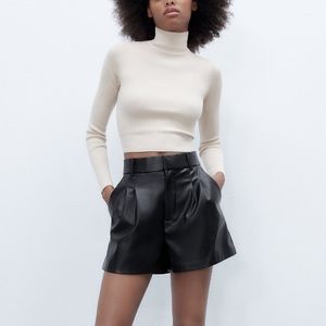 Zara Faux Leather Black Shorts
